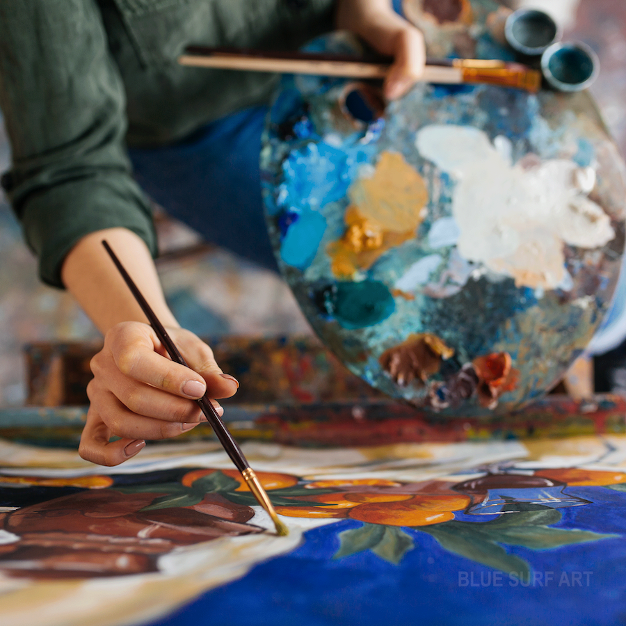 reproduction and commission art hand painted oil on canvas by Blue Surf Art