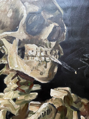 Skull of a Skeleton with Burning Cigarette, 1885 Vincent van Gogh Oil Painting on Canvas