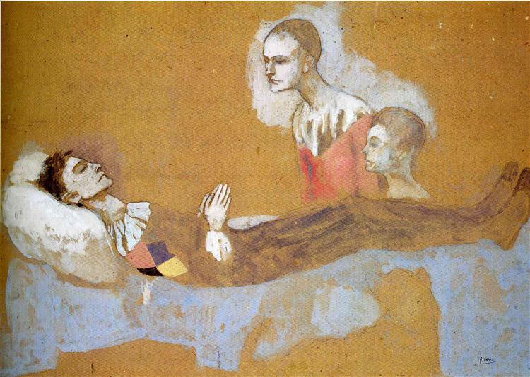 Harlequin's death painting Pablo Picasso's Rose Period