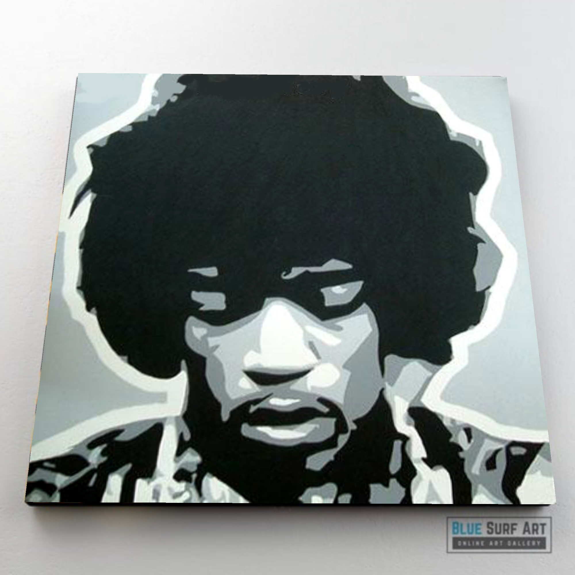 Jimi Hendrix Wall Art Pop Art Original 100% Hand Painted Art. Blue Surf Art