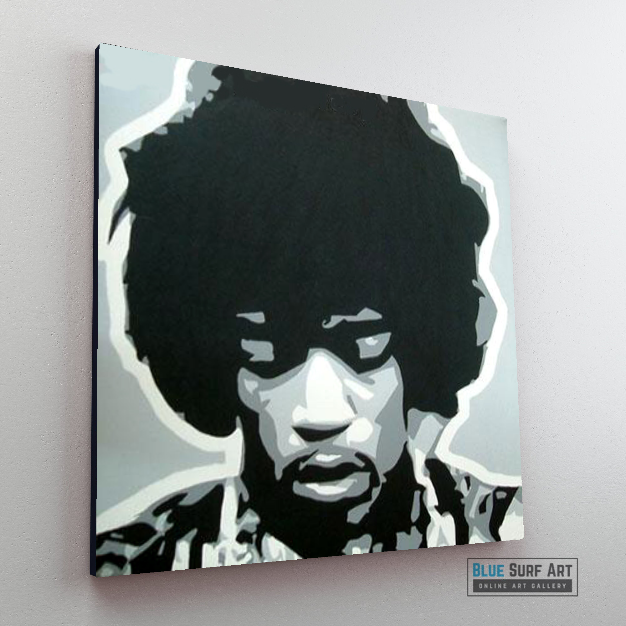 Jimi Hendrix Wall Art Pop Art Original 100% Hand Painted Art. Blue Surf Art
