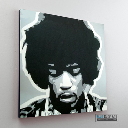 Jimi Hendrix Wall Art Pop Art Original 100% Hand Painted Art. Blue Surf Art