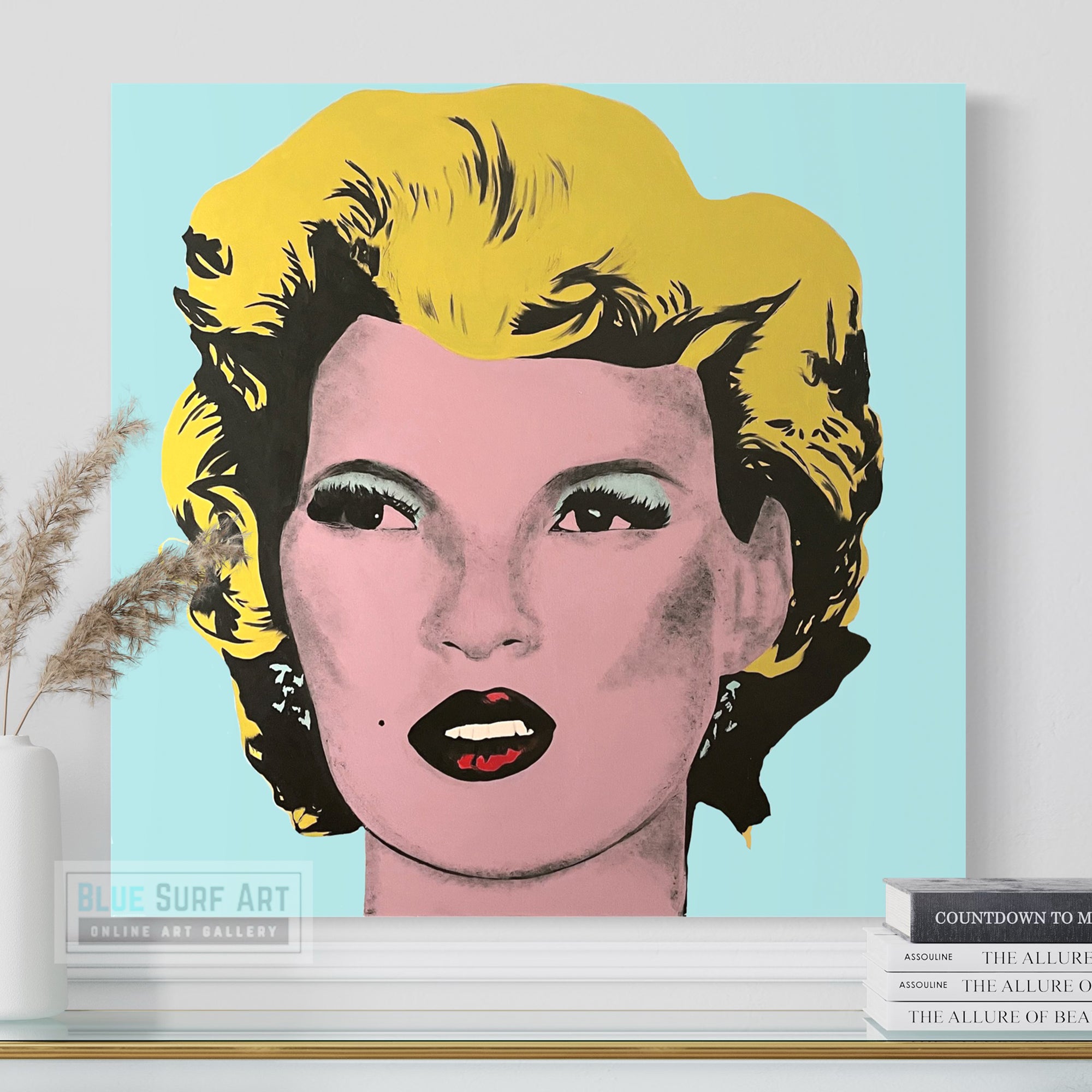Kate Moss Banksy Street Art for Sale Original Oil on Canvas – Blue