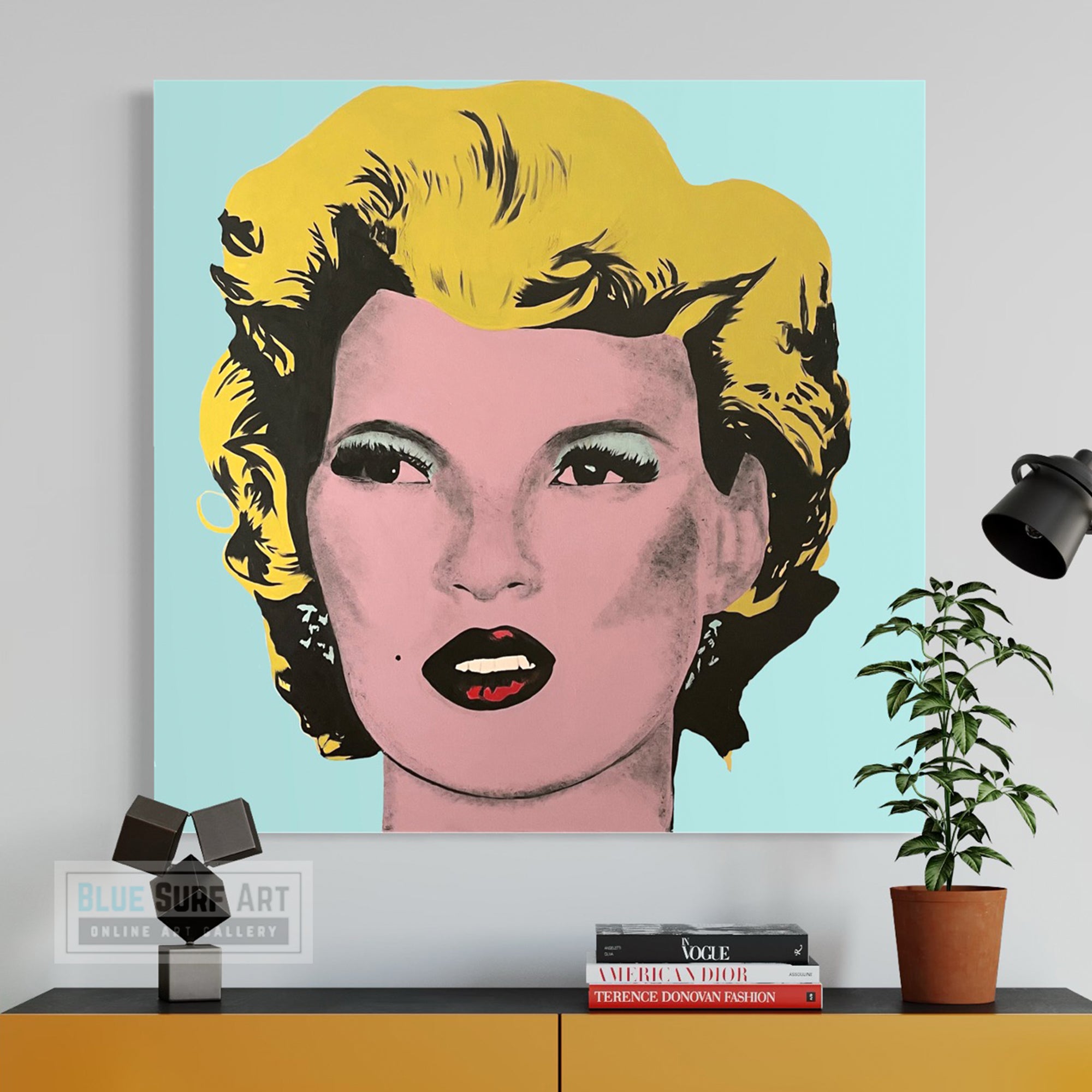Kate Moss Banksy Street Art for Sale Original Oil on Canvas – Blue