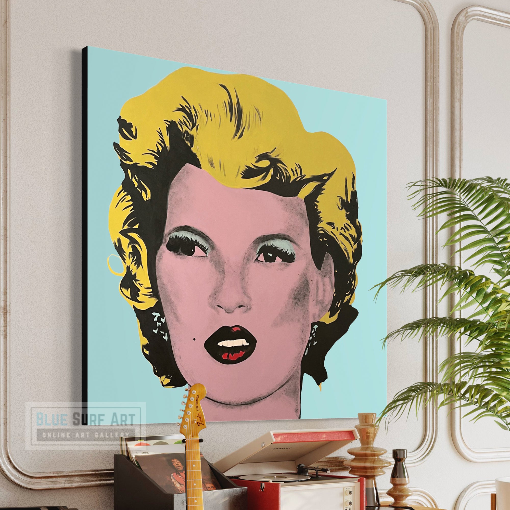 Kate Moss Banksy Street Art for Sale Original Oil on Canvas – Blue