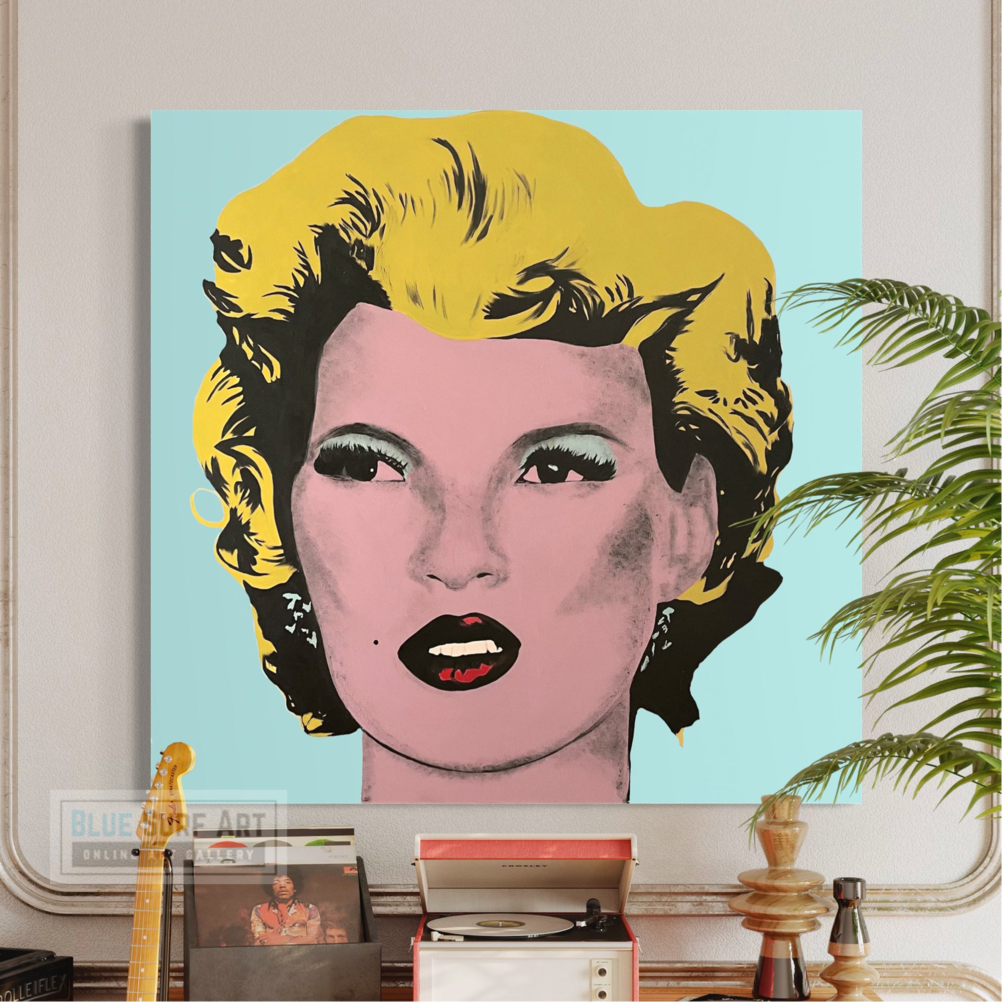 Kate Moss Banksy Street Art for Sale Original Oil on Canvas – Blue
