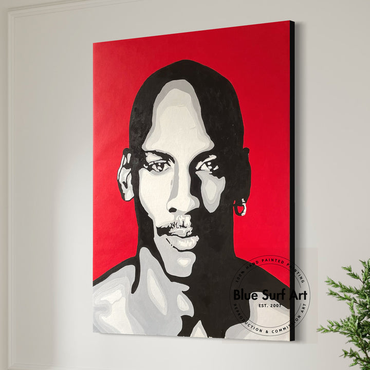 Michael Jordan Pop Art Painting Red Background Hand-Painted Wall Art