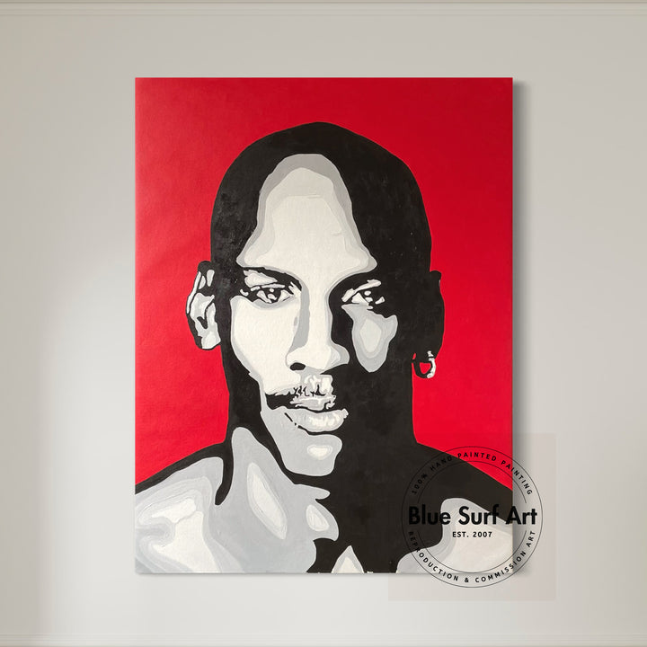 Michael Jordan Pop Art Painting Red Background Hand-Painted Wall Art