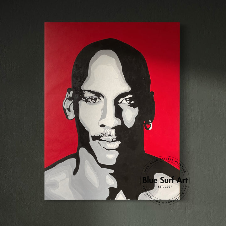 Michael Jordan Pop Art Painting Red Background Hand-Painted Wall Art