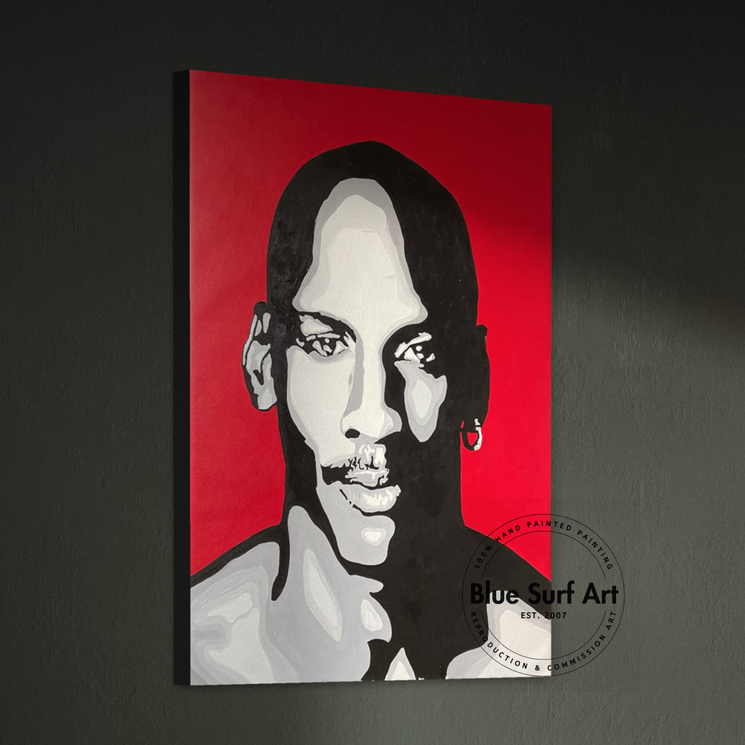 Michael Jordan Pop Art Painting Red Background Hand-Painted Wall Art