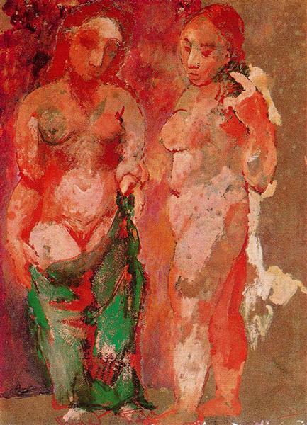 Nude woman naked face and nude woman profile painting Pablo Picasso's Rose Period