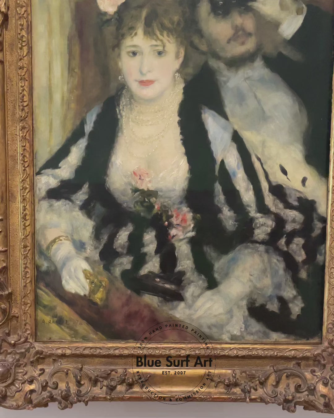 La Loge by Pierre-Auguste Renoir Reproduction Oil on Canvas – Blue