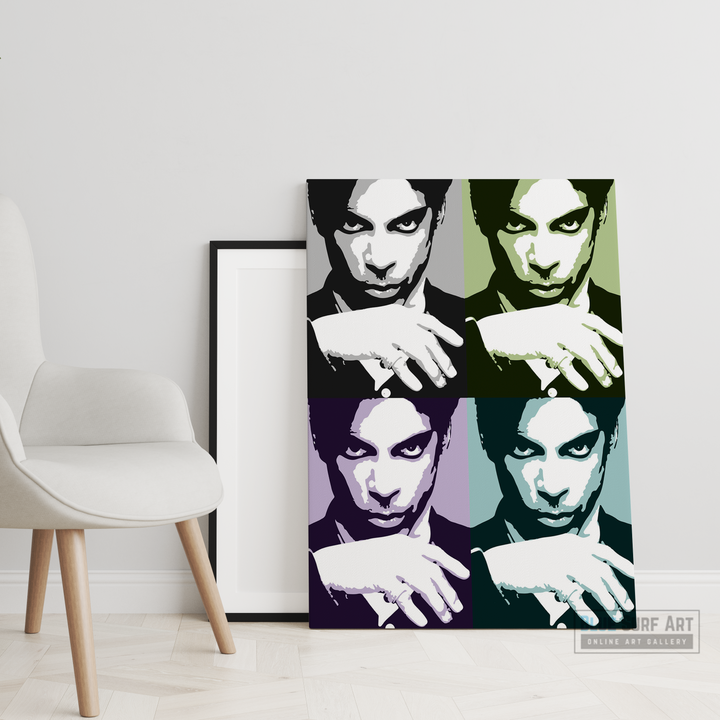 Prince Rogers Nelson Wall Art Prince Hand Painted Pop Art Painting Pop Art Canvas by Blue Surf Art
