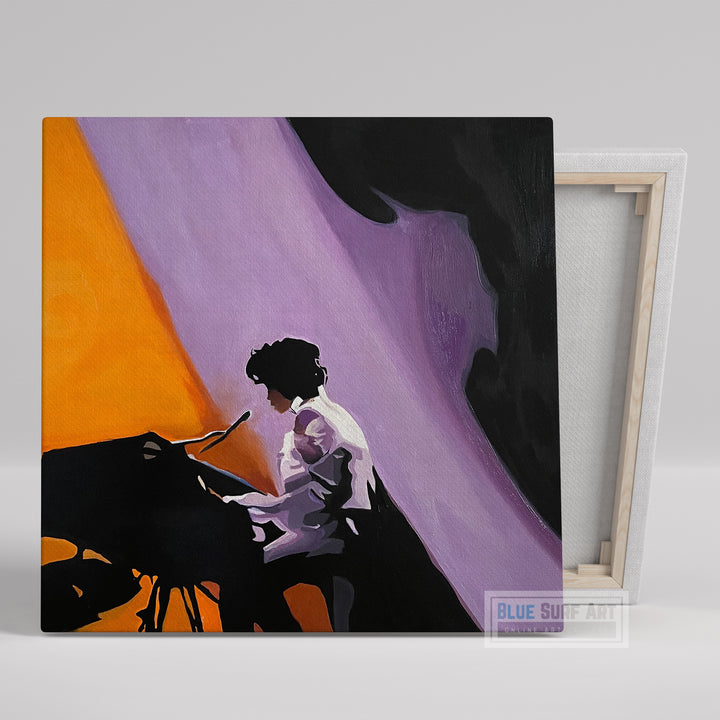 Prince Rogers Nelson Wall Art Prince on Stage Play the Piano Painting. Prince Rogers Nelson Pop Art Painting, Prince Fans Art Blue Surf Art