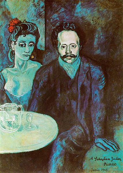 S. Junyer-Vidal with woman beside him by Pablo Picasso's Blue Period