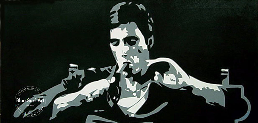 Hand-Painted Scarface Artwork | Custom Oil on Canvas Inspired by Iconic Scenes