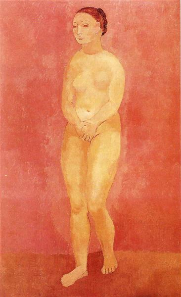 Standing female nude painting by Pablo Picasso's Rose Period