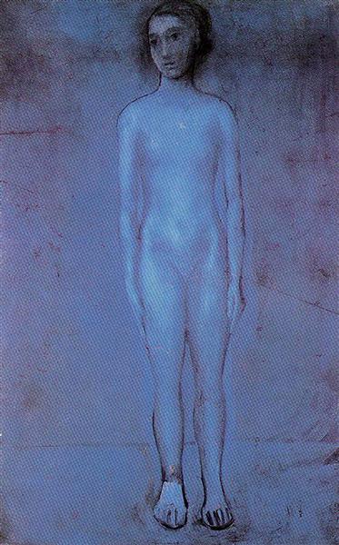 Standing young nude painting by Pablo Picasso's Blue Period