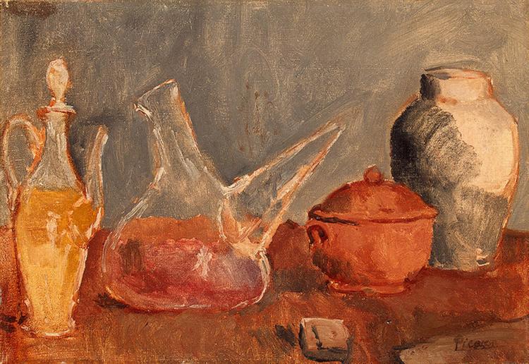 Still life with vases painting by Pablo Picasso's Rose Period
