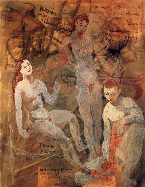 Three nudes painting by Pablo Picasso's Rose Period
