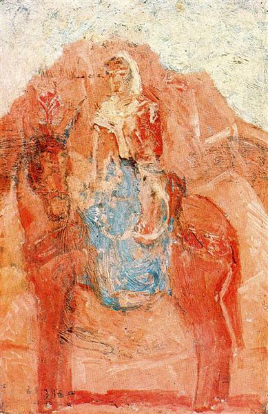 Woman on a donkey painting by Pablo Picasso's Rose Period
