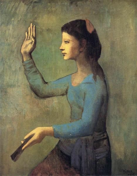 Woman with a Fan painting by Pablo Picasso's Blue Period