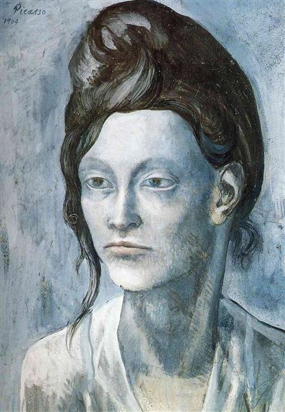 Woman with her hair in a small bun painting by Pablo Picasso's Blue Period