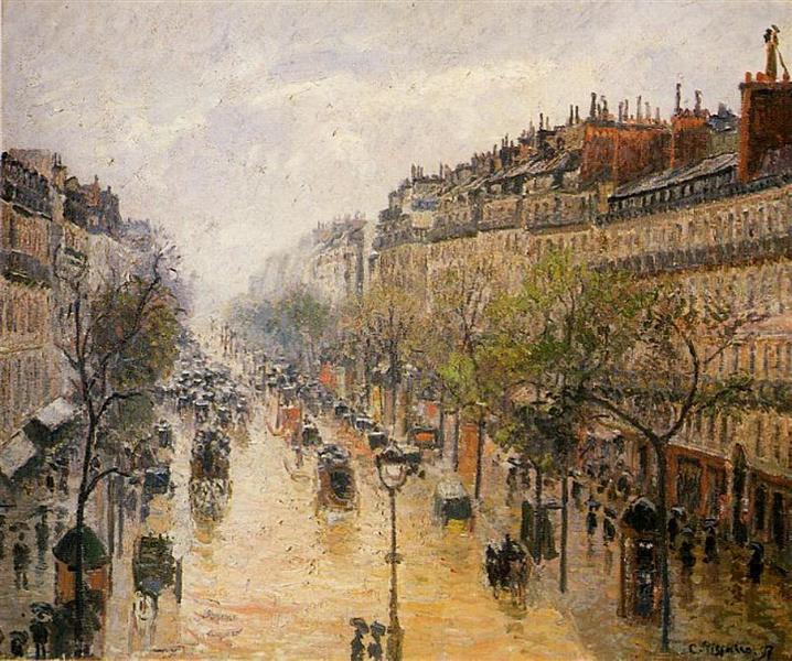 Boulevard Montmartre Spring Rain by Camille Pissarro