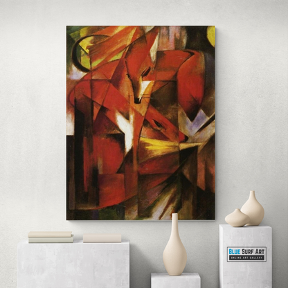 The Fox by Franz Marc, reproduction painting, blue surf art, wall art, abstract famous art