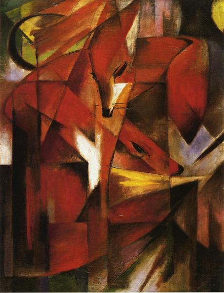 The Fox by Franz Marc, reproduction painting, blue surf art, wall art, abstract famous art