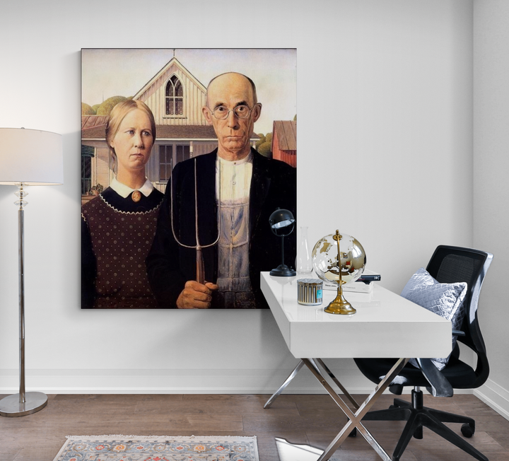 American Gothic by Grant Wood Reproduction Oil on Canvas by Blue Surf Art 4