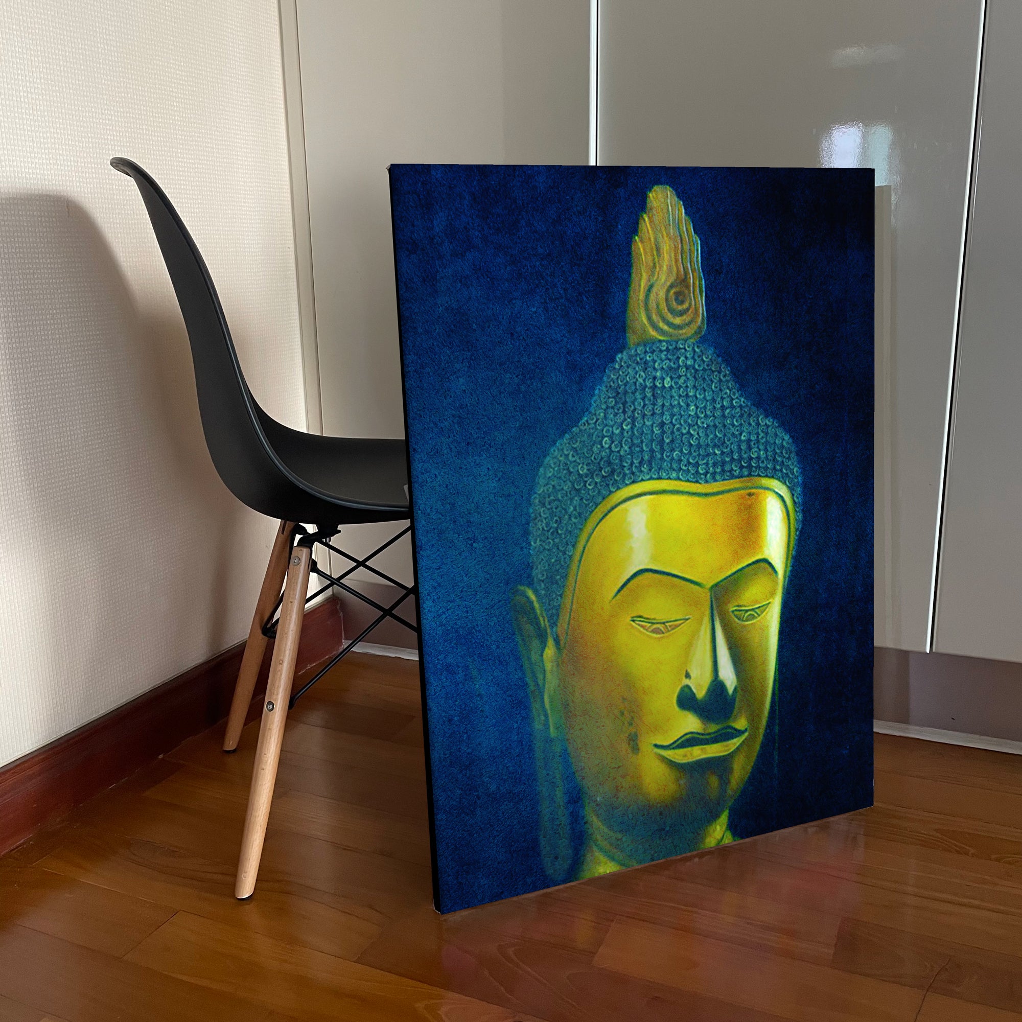 Indigo Buddha Portrait Oil Painting on Canvas showcase