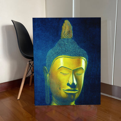 Indigo Buddha Portrait Oil Painting on Canvas showcase