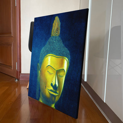 Indigo Buddha Portrait Oil Painting on Canvas showcase
