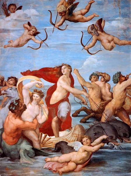 The Triumph of Galatea by Raphael. Raphael masterpiece, Raphael famous artwork, Raphael print, Raphael oil painting, Raphael poster art, Raphael reproduction - blue surf art