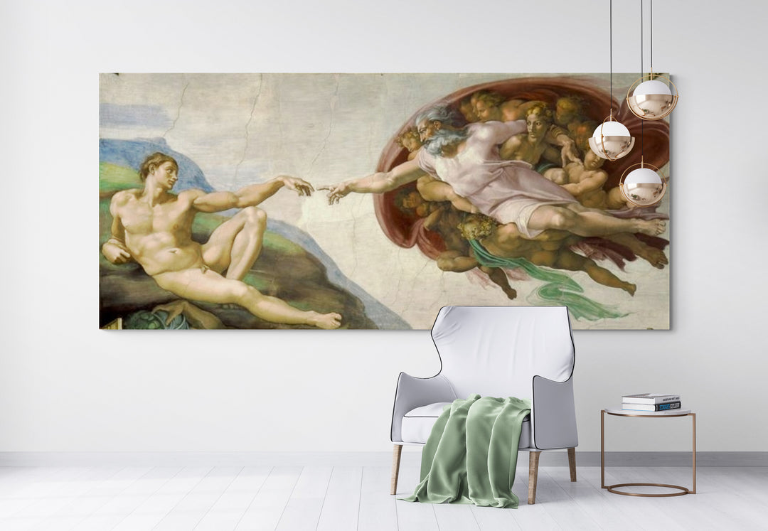The Creation of Adam by Michelangelo I Blue Surf Art