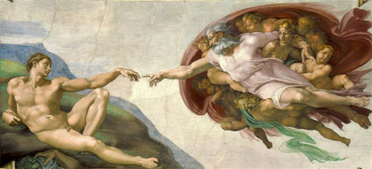 The Creation of Adam by Michelangelo I Blue Surf Art