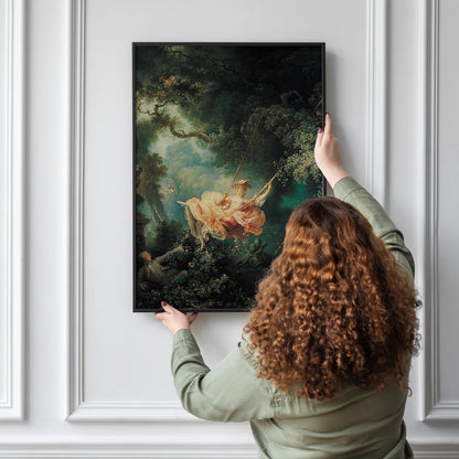 The Swing by Jean-Honoré Fragonard. Jean Fragonard artwork, Jean Fragonard painting, Jean Fragonard masterpiece, Jean Fragonard reproduction. Jean Fragonard famous artwork - blue surf art