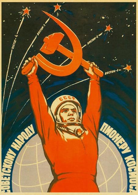 Vintage Russian Propaganda Man Holding a Sign Poster Art
