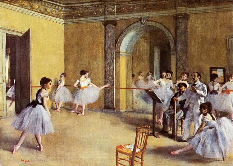 Dance Class at the Opera, rue Le Peletier by Edgar Degas I Blue