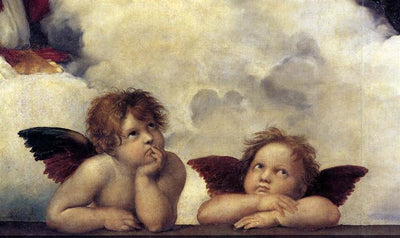 Putti, detail from The Sistine Madonna by Raphael Reproduction for sale by Blue Surf Art