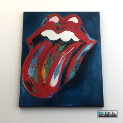 Rolling Stones Red Lips & Tongue Oil Painting on Canvas Wall Art