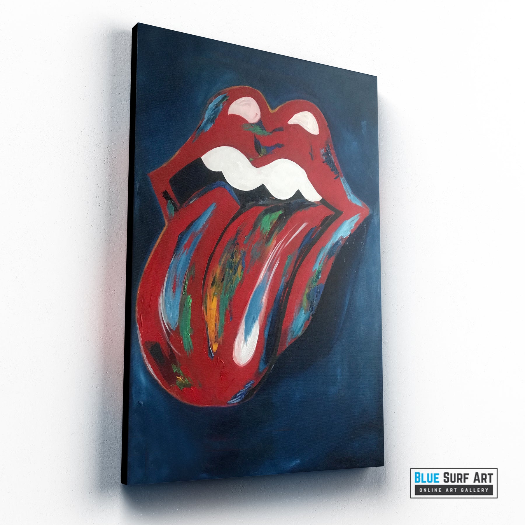 Rolling Stones Tongue Lips Canvas Wall Art - Pop Art