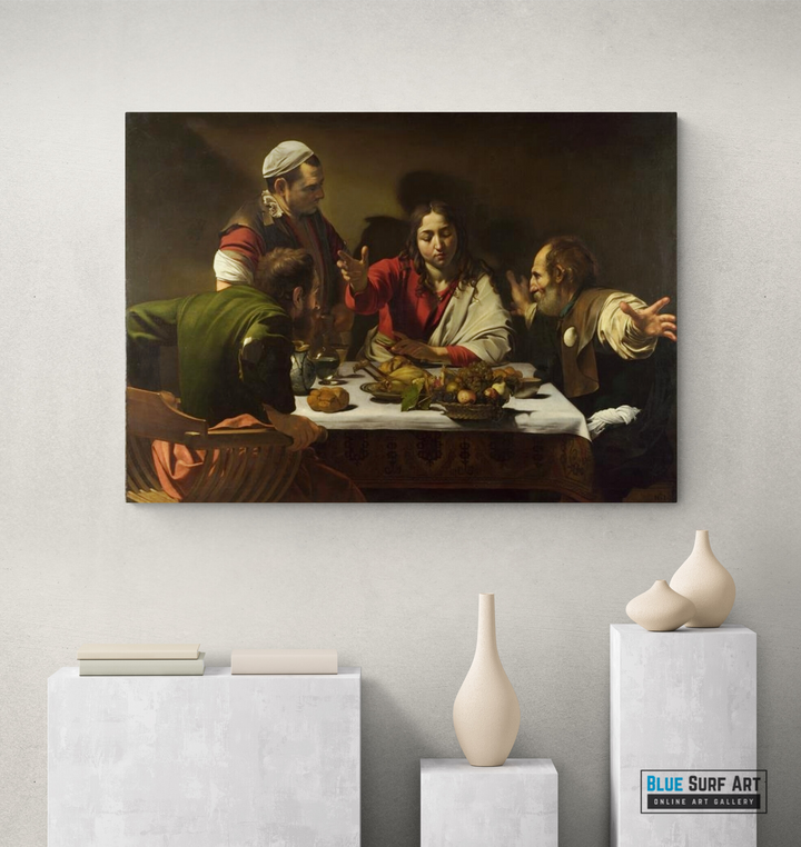 Supper at Emmaus by Caravaggio, Supper at Emmaus wall art, Supper at Emmaus reproduction painting