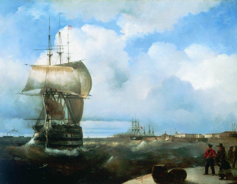 Large raid in Kronstadt by Ivan Aivazovsky Reproduction Painting by Blue Surf Art