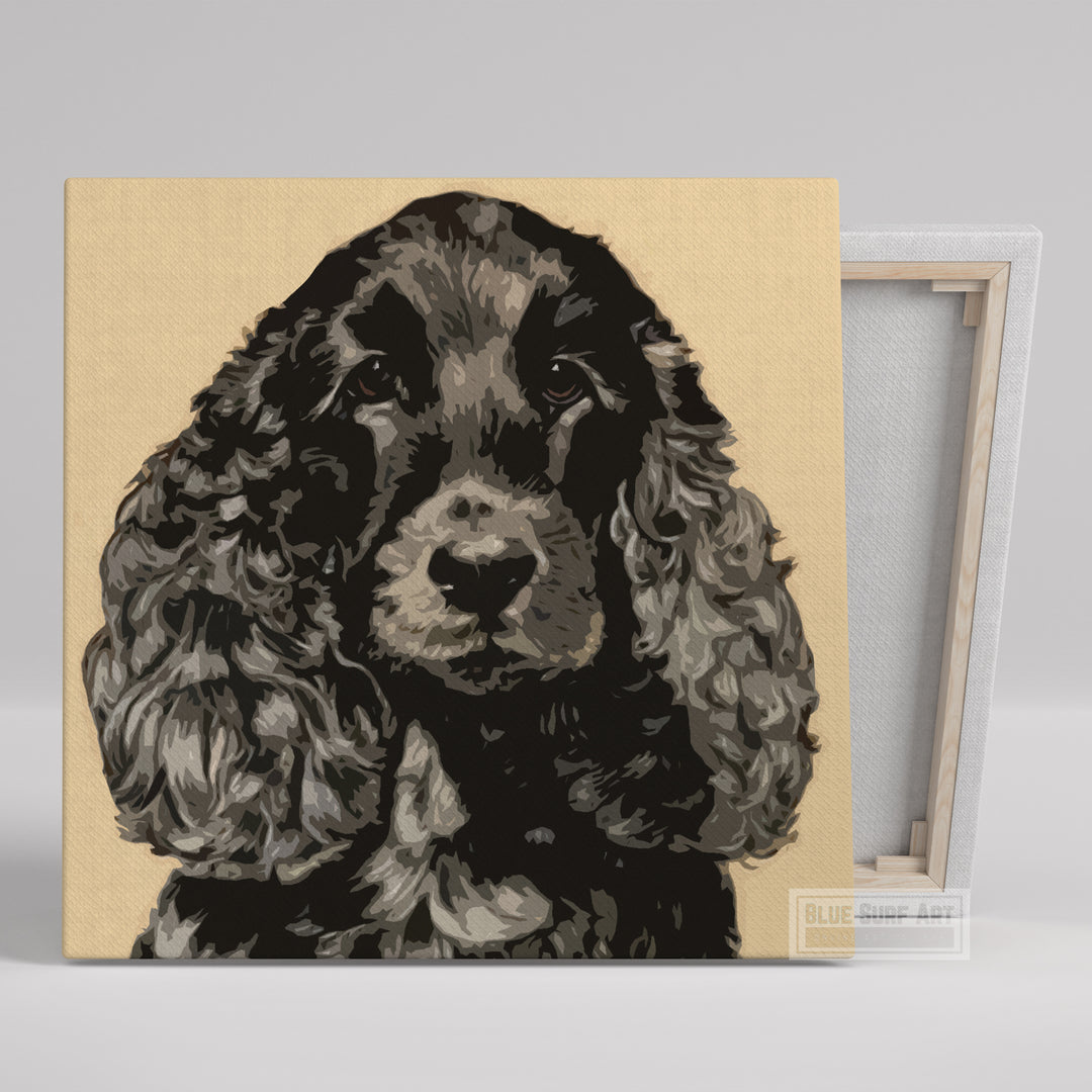 American Cocker Spaniel Wall Art Dog Puppy Original Oil on Canvas Painting by Blue Surf Art - 2