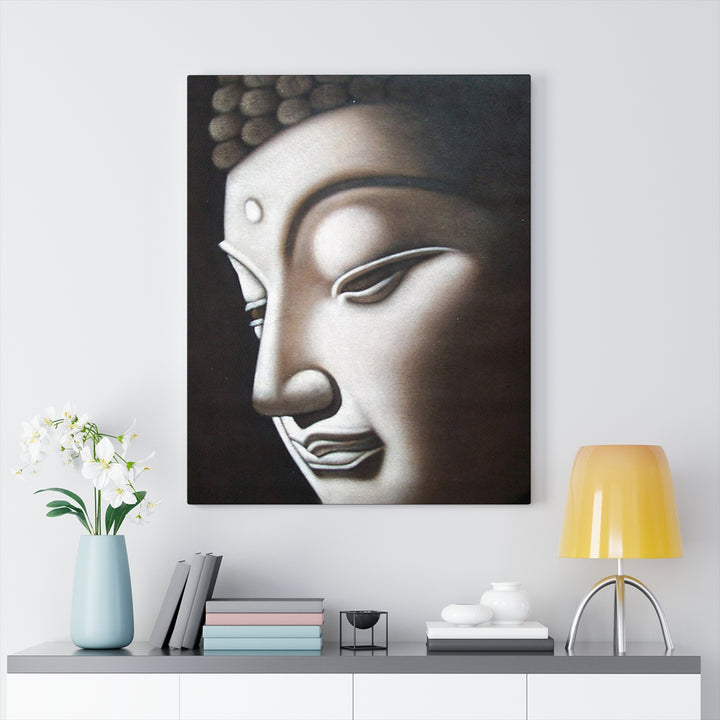 Buddha Portrait Oil Painting on Canvas in Vintage Shade Showcase decor