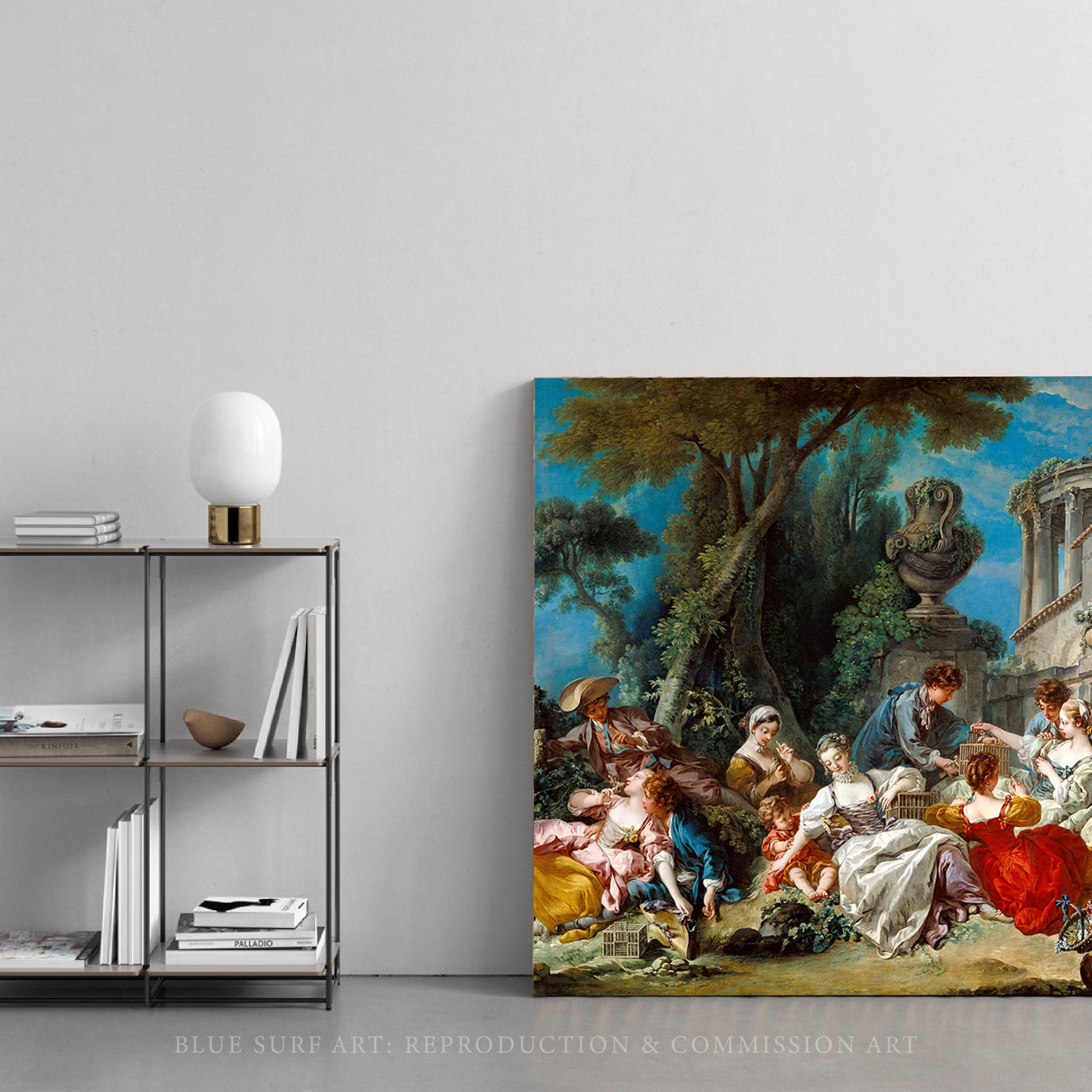 The Bird Catchers by Francois Boucher Handmade Reproduction  - Blue Surf Art - 3