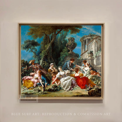 The Bird Catchers by Francois Boucher Handmade Reproduction  - Blue Surf Art - 4