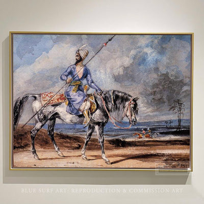 A Turkish Man on a Grey Horse by Eugène Delacroix Reproduction Painting by Blue Surf Art